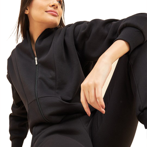 Sudaderas con capucha de estilo esencial personalizadas, sin cordón, antiarrugas, 100% algodón, sudaderas Unisex para mujer, conjunto de pantalones de chándal, chándal - Product Image 2