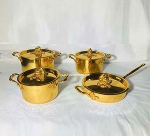 Juego de Utensilios de Cocina de Cobre Martillado de Primera Calidad con Mangos de Acero Inoxidable y Tapas Decorativas, Colección de Ollas y Sartenes de Lujo para Cocina - Product Image 4