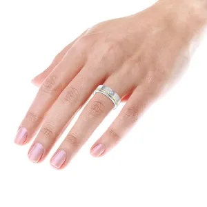 Juego de Anillos de Boda Plateados, Anillo de Plata con Acabado Cepillado y Tono Dorado, Joyería de Matrimonio para Parejas, Mujeres y Hombres - Product Image 2