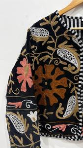 Indian Short Soft <b>Coat</b> Cotton <b>Velvet</b> Suzani Floral Embroidery Jacket Winter Wear Jacket <b>Coat</b> Floral Women's <b>Coat</b> - Product Image 6