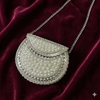 Pochette de soirée blanche en mosaïque Kundan, de créateur indien, faite à la main, pour femme, accessoire de mode ethnique pour mariage et fête