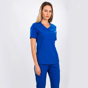 Uniforme de enfermera tejido personalizado con cuello en V de fabricantes de uniformes médicos femeninos de moda personalizado - Product Image 2