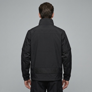 Veste utilitaire noire pour homme, col montant, fermeture éclair, coupe-vent léger, vêtement de sport fonctionnel pour l'extérieur - Product Image 4