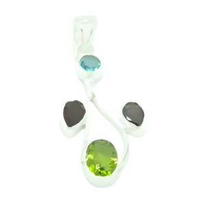 Pendentif romantique en argent sterling 925 avec péridot grenat bleu topaze pierre précieuse cadeau unisexe à la mode - Product Image 3