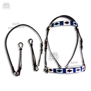 Meilleure Qualité En Cuir Cheval Polo Bride Headstall Rembourrage Souple avec rênes noir brun couleur En Gros - Product Image 1