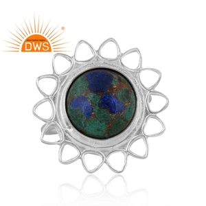 Meilleure vente bague en argent sterling fin naturel Mojave cuivre azurite malachite pierre précieuse conception florale fabrication de bijoux personnalisés - Product Image 3