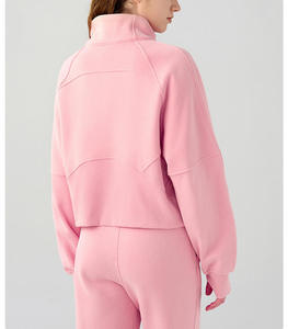 Sudadera extragrande con media cremallera para mujer, sudadera informal para correr, cuello alto, forro polar cálido, cremallera corta 3D, deportes para mujer - Product Image 3