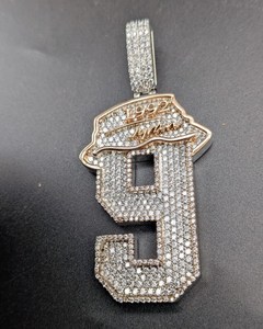 Colgante de lujo unisex de plata de ley 925 chapado en rodio con diamantes de moissanita VVS Iced Out para uso unisex - Product Image 1