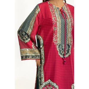 Traje de Verano Informal de 3 Piezas con Estampado de Césped Magenta para Mujer - Product Image 5