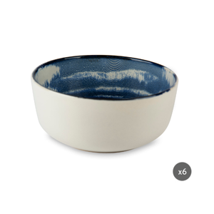 Set di 6 Ciotole in Ceramica Rotonde Regolari con Smalto Reattivo, Design Wabi Sabi, Decorazione Digitale Lucida in Rilievo, Ermes di Excelsa - Product Image 1