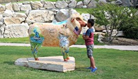 Décoration de jardin d'extérieur, grande sculpture de mouton en fibre de verre grandeur nature à vendre