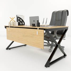 XBamboo BFXB010 L-Shaped <b>Desk</b> 160x160cm Minimalist Luxury Design with Assembled Iron Legs for Home Office or Bedroom - Product Image 2