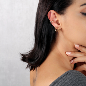 Handcrafted 11mm Triple Plain Multiple <b>Cartilage</b> <b>Earring</b> Turkish Wholesale 925 Sterling Silver Jewelry - Product Image 4