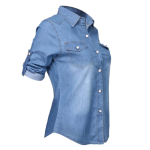 Chemise en jean pour femme, matière durable et toucher doux, chemise en jean décontractée pour femme, facile à porter et à entretenir, chemise en jean pour femme - Product Image 3