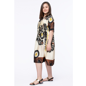 Ropa de niña superventas de moda OEM ODM escote en V manga corta vestido de niña estampado en fabricación al por mayor - Product Image 1