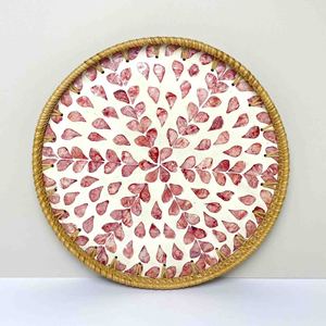 Plateau vadrouille en osier pour décoration intérieure table basse plateaux en rotin nacre plateau de service tissé - Product Image 6