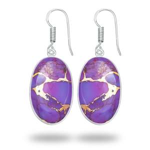 Pendientes de Diseño Exquisito, Largos, de Turquesa Púrpura para Mujer, para Uso Diario y Citas, Anillo de Turquesa Púrpura y Cobre para Mujer, Estilo Clásico - Product Image 1