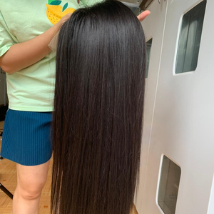Perruques en cheveux humains vierges brésiliens lisses, 13x6 pouces, pour extensions, densité 150%, double trame faite à la machine, sans colle - Product Image 1