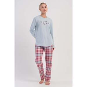 Conjunto de Pijama KADIN 2IPLIK con Cuello Redondo y Manga Larga, Diseño Ovalado - AZUL - AZUL - Product Image 1
