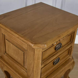 Chantilly Solid Mahogany Wood <b>Bedside</b> Cabinet with Natural Finish High Quality <b>Storage</b> for Apartment Bedroom Use 2 Drawers - Product Image 5