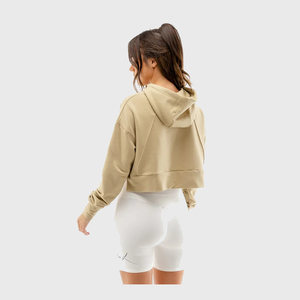 Wholesale <b>Lightweight</b> Cropped Top <b>Hoodie</b> Cotton Polyester Fleece Womens Crop <b>Hoodie</b> Gym Streetwear Clothing - Product Image 5