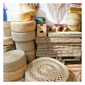 Comfortable and stylish water hyacinth <b>cushion</b> handmade in Vietnam suitable for modern boho or nature-themed interiors - Product Image 5