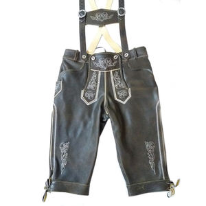 Kniebundhose เอวสูงเยอรมัน Oktoberfest บาวาเรียสิบสไตล์ลำลองผ้าทอซักสีเข้ม - Product Image 4