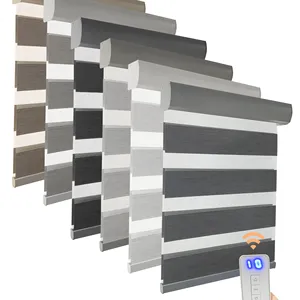 Manufacturer Zebra Roller Shades Sunscreen Fabric Motorized Smart Window Zebra Blinds Solar For Window