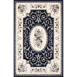 Tapis turc de luxe fait à la machine Laila Navy, qualité supérieure pour salon, fabriqué à Gaziantep. - Product Image 1