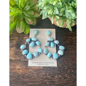 Boucles d'oreilles pendantes géométriques Jeff James Golden Hill en turquoise et argent sterling - Product Image 1