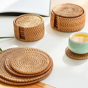 ที่รองแก้วลายดอกไม้หวายธรรมชาติ ทำมือ เป็นมิตรกับสิ่งแวดล้อม สำหรับกาแฟ ชา คาเฟ่ โรงแรม ขายส่ง ผลิตในเวียดนาม - Product Image 3