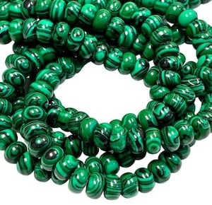 8-10mm Green Malachite Gemstone <b>Beads</b> Rondell Shape <b>Beads</b> Healing <b>Loose</b> Gemstone for Jewelry Making <b>Loose</b> <b>Beads</b> Strands Necklace - Product Image 3