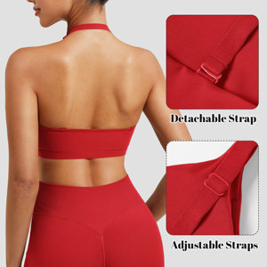 Soutiens-gorge de sport pour femmes dos ouvert entraînement Gym Fitness soutien-gorge rembourré Impact moyen Yoga hauts avec bretelles arrière réglables - Product Image 4