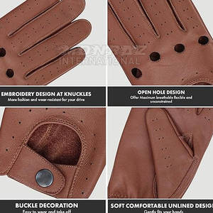 Venta al por mayor Hombres Guantes de conducción de cuero suave Cómodo Ajuste de invierno Guantes térmicos de conducción personalizados - Product Image 5
