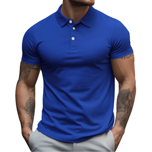 Logo personnalisé pour vêtements Tissu en polyester et élasthanne extensible dans les 4 sens, respirant et absorbant l'humidité, polo de sport ajusté pour homme - Product Image 2