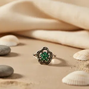 Anillo de Esmeralda en Plata 925 Chapada en Oro Rosa y Rodio para Mujer - Engaste con Certificado IGI, Chapado en Oro de 18K - Product Image 2