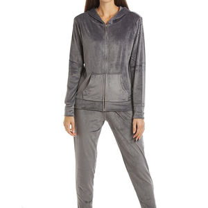 100% conjunto de chándales de terciopelo de manga larga de alta calidad para mujer, gran oferta, chándal de terciopelo ajustado de 2 piezas para mujer - Product Image 1