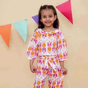 Conjunto de Dos Piezas de Cordón de Seda, Vestido Moderno de Verano para Niñas, Conjunto de Pantalones y Top Corto Informal para Niñas Pequeñas, Ropa al por Mayor - Product Image 1