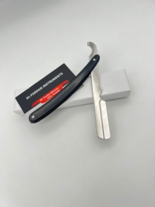 Best Selling Plastic Handle Barber Salon Use Cut Throat Shaving <b>Razor</b> Black Color Disposable <b>Straight</b> Beard Face Cleaning <b>Razor</b> - Product Image 2