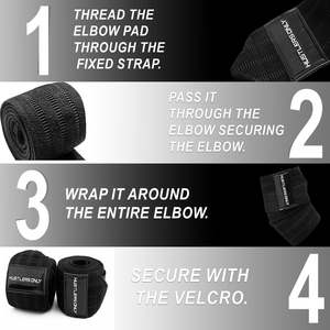 Paire de bandages de coude – Attelle de fixation articulaire pour soutien et stabilité, modèle Hustlers Only, noirs, stabilisateur de compression - Product Image 2