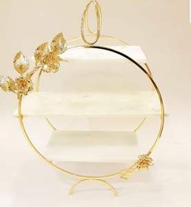 Support de service à chocolat à 3 étages en acier inoxydable écologique, avec un cadre design unique et des fleurs et des feuilles fantaisistes - Product Image 6