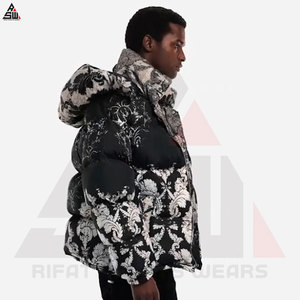 Custom Made Logo Men's <b>Mandarin</b> <b>Collar</b> Winter Waterproof Windproof Canvas Bubble <b>Jacket</b> Quilted Outdoor Sublimation - Product Image 6