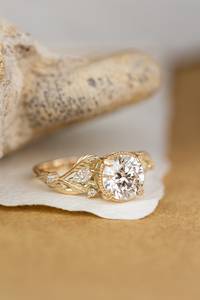 แหวนเพชรโมอิสสีเหลืองทอง18K VVS1ไม่มีสีเดิมแหวนหมั้นแหวนหมั้นแต่งงานวินเทจแหวนเธอ - Product Image 2