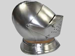Medieval Close Armet Knight Casco Armet Casco Ancient Close Knight Casco con soporte de madera - Product Image 5