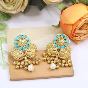 Pendientes de Moda con Acabado Dorado de Alta Calidad, con Piedras Decorativas, para Bodas y Fiestas, Colecciones para Mujeres y Niñas - Product Image 2