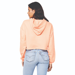 Sweat à capuche court pour femme en coton 100% pour l'hiver, écologique, imperméable, manches longues, couleur contrastée, léger, logo frontal à capuche - Product Image 3