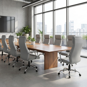 New York Grey Eco- Leather Presidential <b>Chair</b> Contemporary Design with Adjustable Height and Headrest for Home Office - Product Image 3