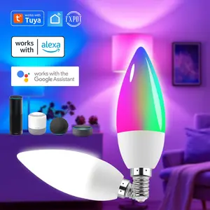 Tuya APP Control Alex Google Home Smart Bulbs E14 Candle Lamp Smart Lighting 220V 5W Dimmable Wifi LED Light Bulb