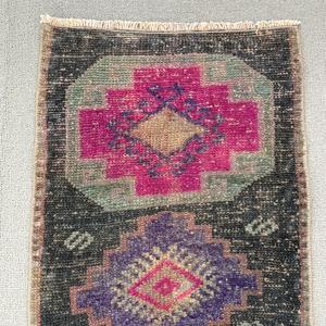 <b>Rug</b>, 1.2x2.5 ft Vintage <b>Rug</b>, <b>Black</b> Check <b>Rug</b> Wool - Product Image 5