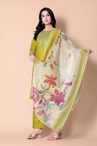 Conjunto Kurti Bordado de Seda Georgette al por Mayor, Ropa Étnica de Mezcla de Algodón y Seda para Mujer, Proveedor, Compra al por Mayor, Ropa de Boda, Tallas S a XXL - Product Image 3